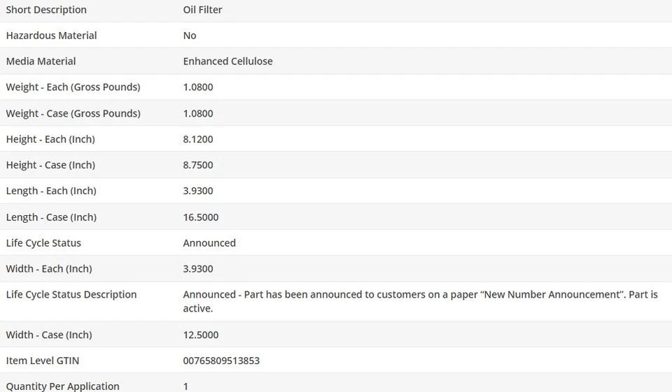 Filtro de aceite de motor OEM WIX para MERCEDES-BENZ 300SD 1978-1985 L5-3,0 L Foto 4 de 4