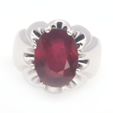 Heated Gemstone 10 x 14 mm. Red Ruby Ring 925 Sterling Silver Size 7.75