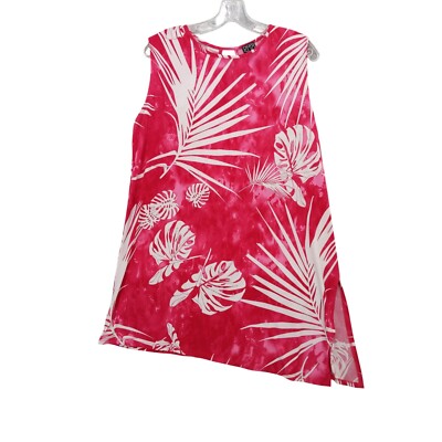 Ciara Sun Woo Dress Floral Palm Print Sleeveless M Stretch Knit