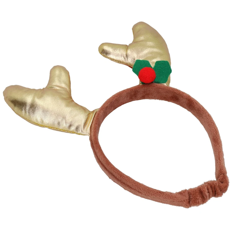 Bandeau bois doré de Noël 3 pièces pour chien, nouveauté humoristique, taille... - Photo 3/3