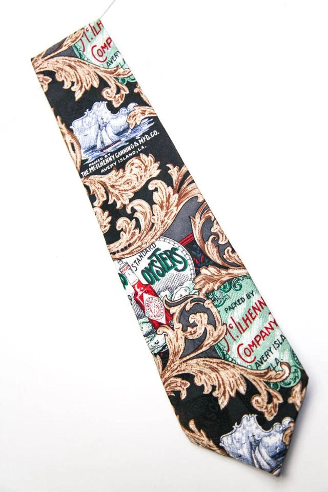 Spicy TABASCO HOT SAUCE Mens Neck Tie 100% Silk Made USA McIlhenny Floral Unique - Image 2 of 4