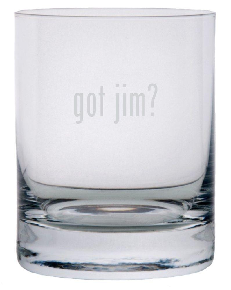 got jim? Etched 11oz Stolzle New York Crystal Rocks Glass