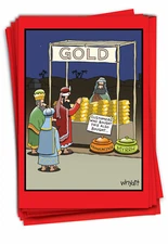 Christmas-Gold Purchase: Hilarious Mixed Set of 12 Cards w/ Envelopes