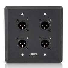 SoundTools WallCAT 2 Gang Wall Panel with 4 Male XLR to RJ45, Black