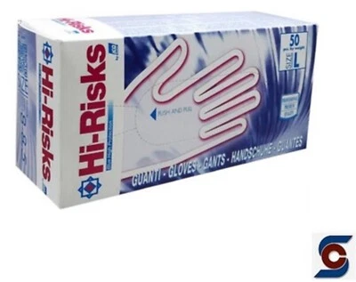 ICOGUANTI Guanti monouso in lattice HI-RISKS super spessorati 50 Pz. usa e getta S / XXL