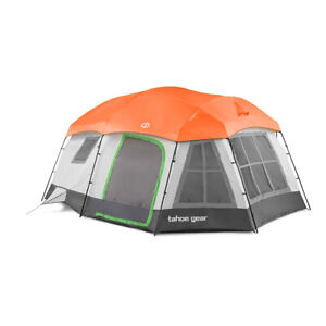Tahoe Gear Ozark 16 Person 3 Season Family Cabin Tent with Fly Canopy, Beige - Click1Get2 Promotions