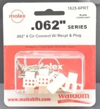 Molex Waldom 1625-6PRT 6 Circuit .062 Connectors Male Female Contacts