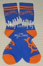 BROOKLYN CYCLONES SGA BC LOGO NYC SKYLINE SOCKS TOSS BLUE ORANGE NEW YORK METS