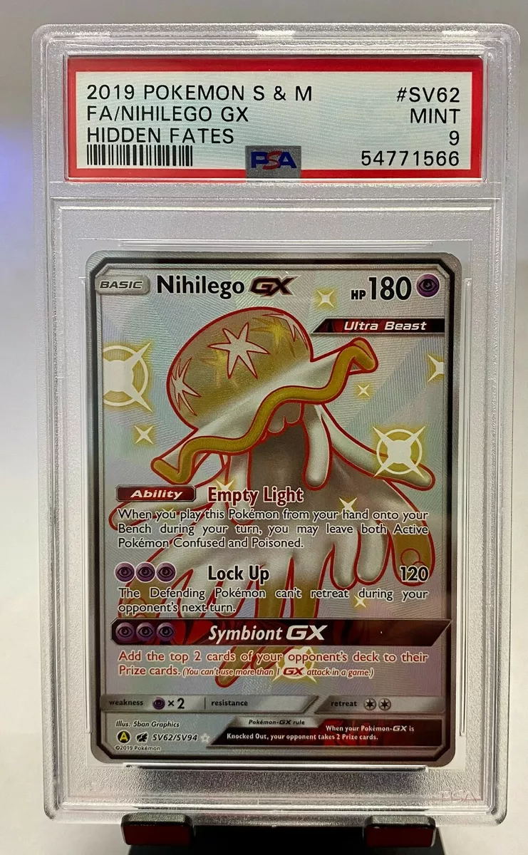 Hidden Fates SV62 Full Art Nihilego GX PSA 9