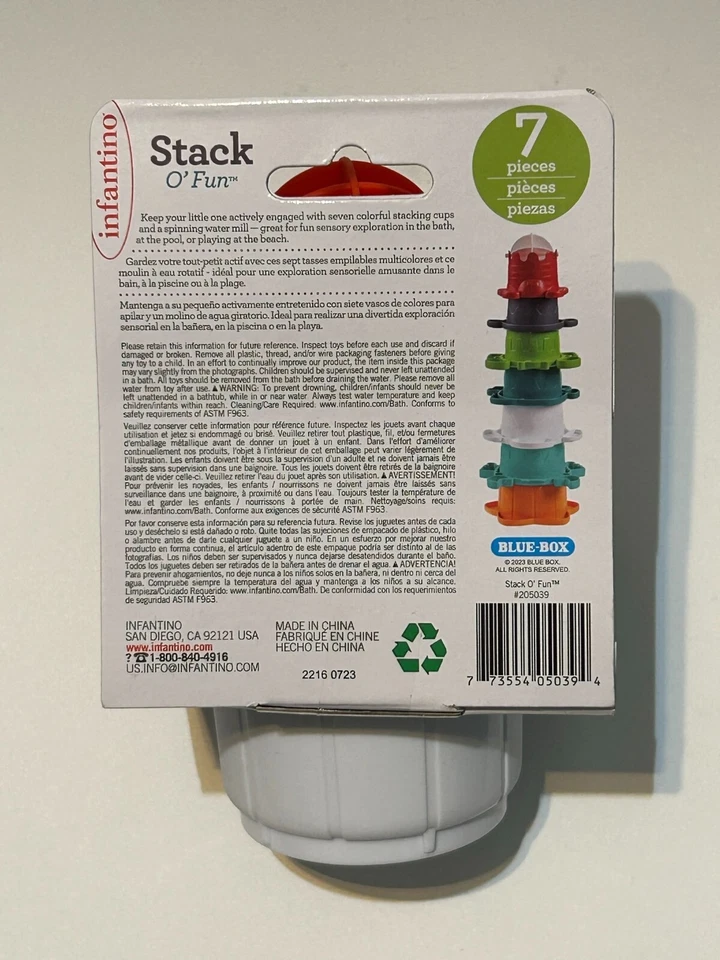infantino® Baby Stack O' Fun™ Bath Time Stack Cups and Spinning Water Mill - Image 2 of 4