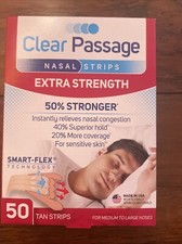 Clear Passage Nasal Strips Extra Strength Tan 50 Count For Sensitive Skin NEW 