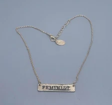 Feminist Charm Gold Tone 28 Inch ZAD Chain Necklace 