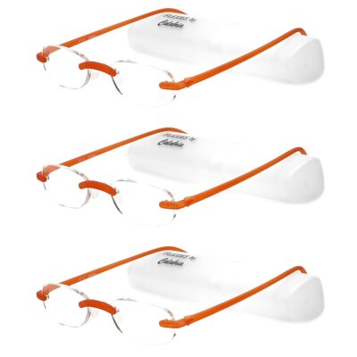 Calabria 715 Flexies Bendable Rimless Reading Glasses +1.50 Tangerine (3pack) Me