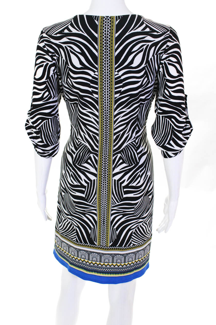 Laundry by Shelli Segal Womens Animal Print Full Zipper Dress Black