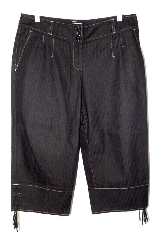 Ann Taylor Loft MARISA Heavy Quality Capri/Crop Pants w Hem Laces-8P, black
