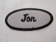 JON USED EMBROIDERED VINTAGE SEW ON NAME PATCH TAGS ASSORTED COLORS 