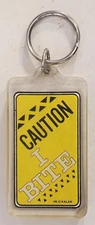 Vintage Kalan Caution I Bite Humorous Keychain Keyring