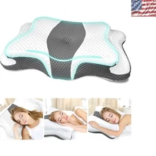 Queen Size Memory Foam Pillow with Ice Silk Cover - Adjustable Neck Relief