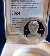 Greece 2024, 10 Euro silver coin, THALES OF MILETUS, Proof
