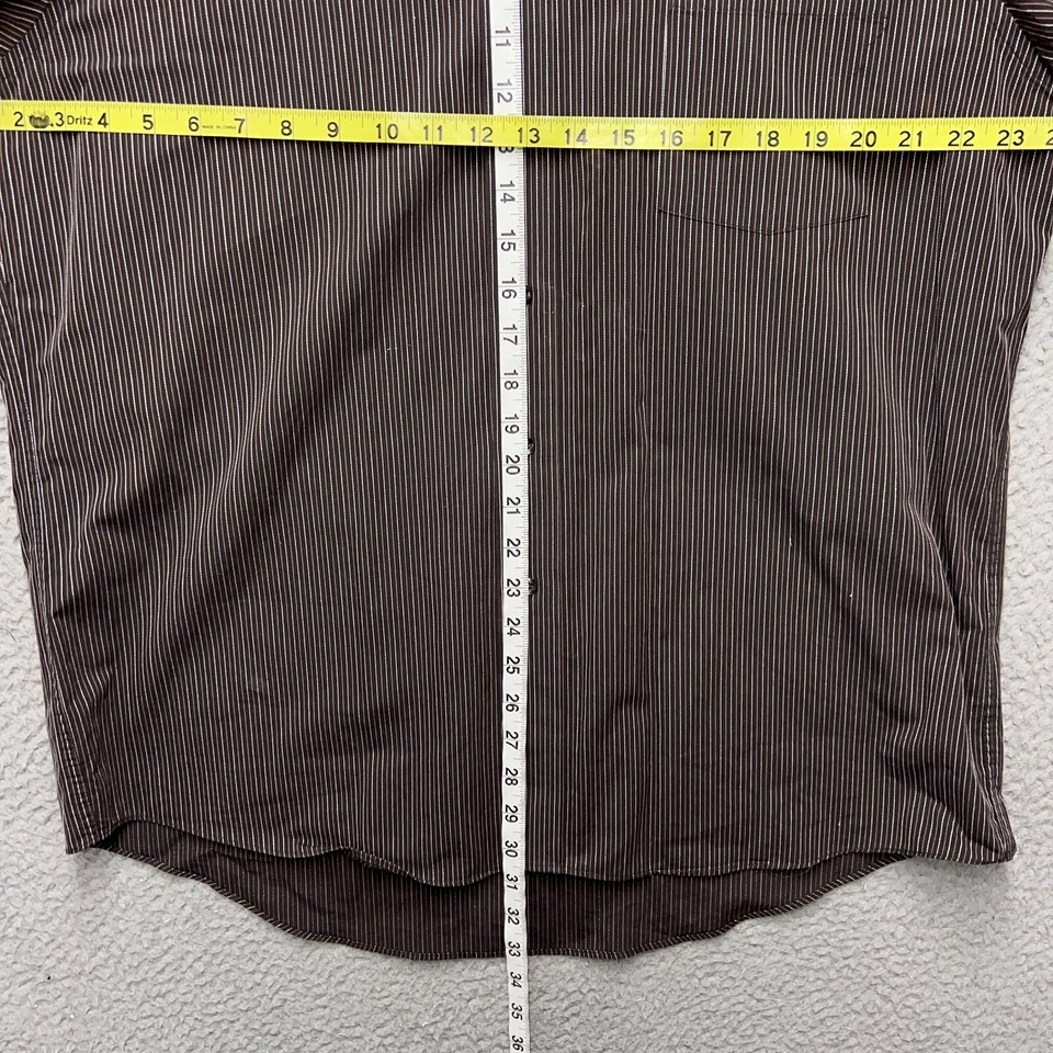 Donald J Trump Dress Shirt Mens 16.5 Large Brown White Striped Button Up Cotton - Image 4 of 4
