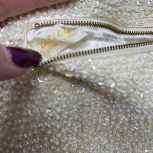 DeLill Beaded Embroidered Clutch Evening Purse Sequin Vintage Rockabilly Pearls - Picture 2 of 8