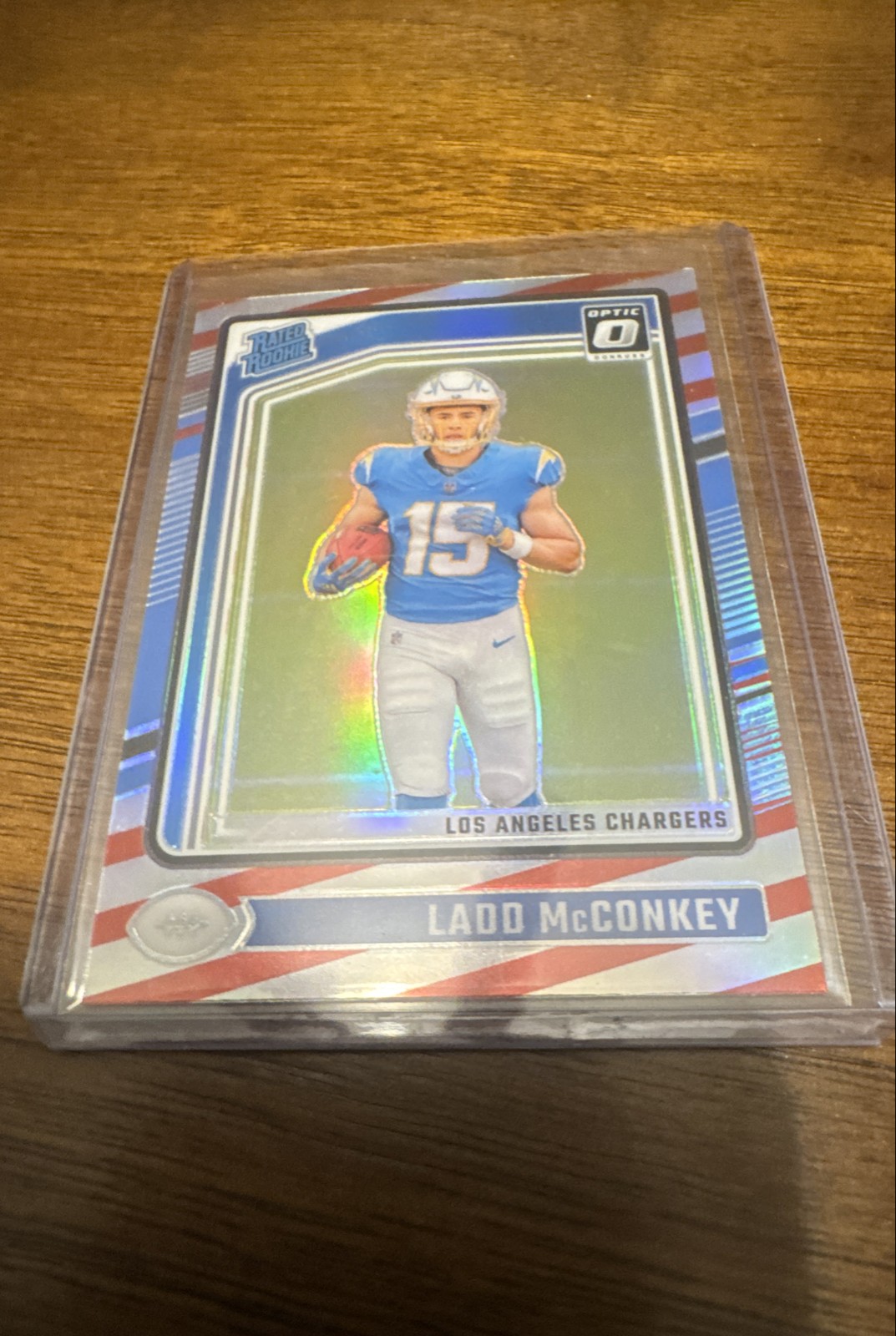 2024 Panini Donruss Optic - Rated Rookie Ladd McConkey #266 Freedom Prizm (RC)