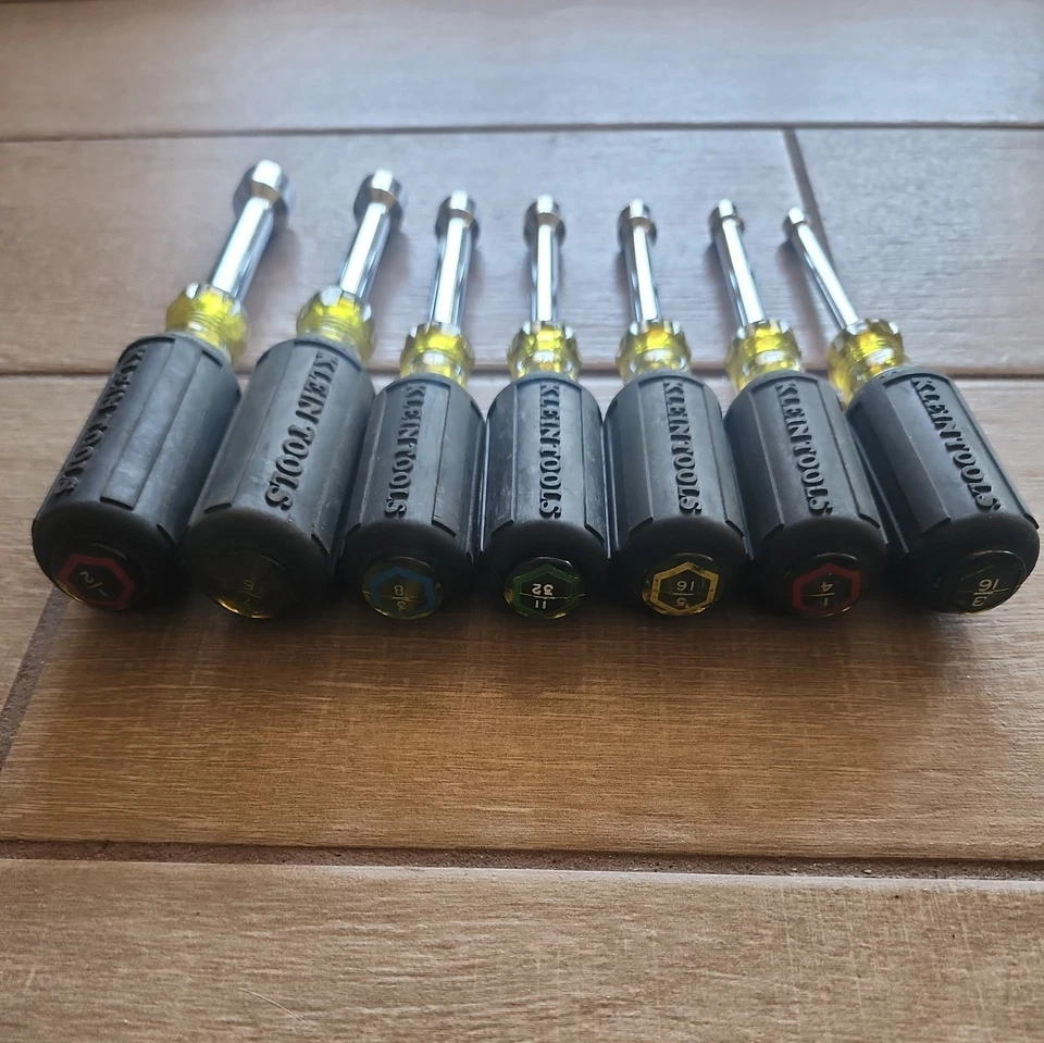 7 PC Klein Tools Nut Drivers 1/2, 7/ 16, 3/8, 11/32, 5/16, 1/4 and 3/16 - Image 2 of 2