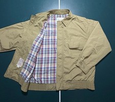 Vintage 70s Harrington Bomber Jacket Men’s Large Beige Multi Color Plaid Liner