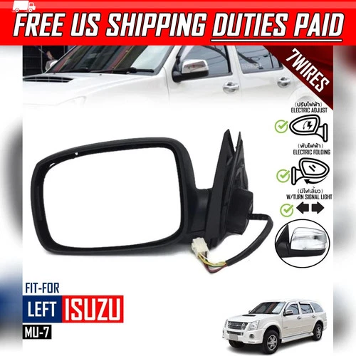 LH Left Side Wing Door Mirror Electric 7 Wires Chrome For Isuzu MU-7 2005-2013
