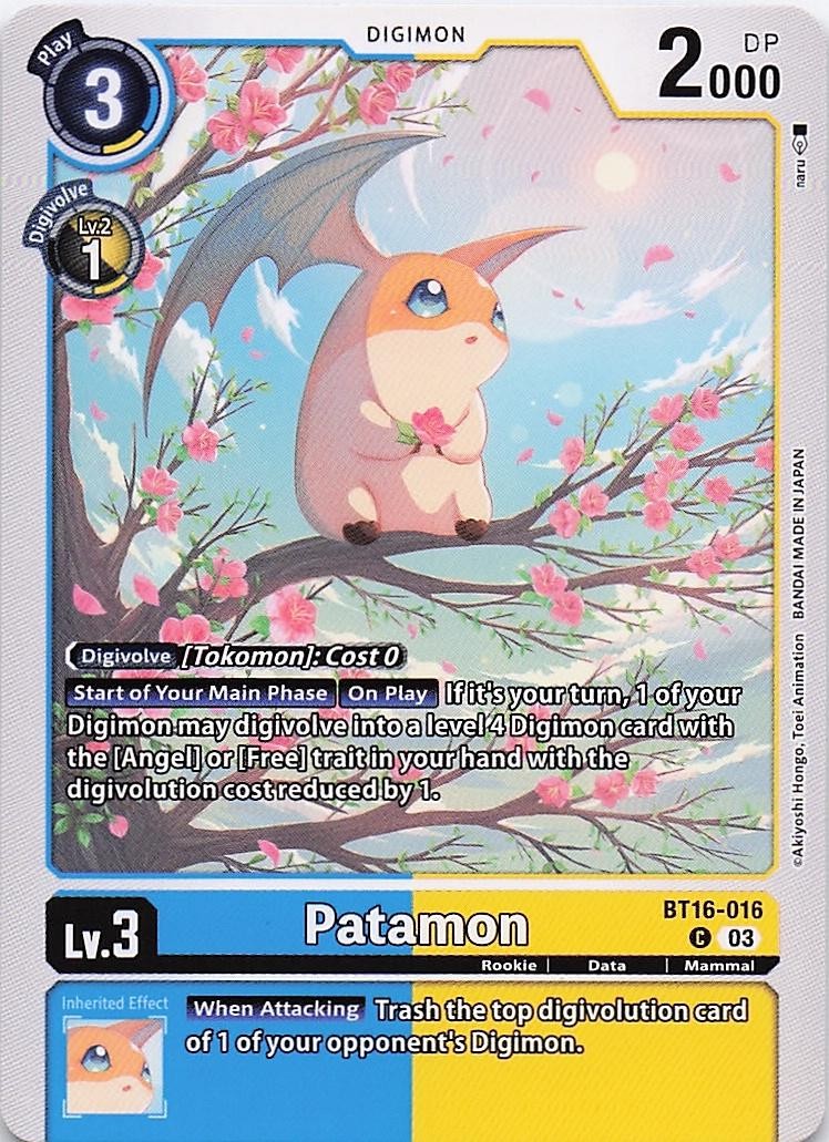 Patamon BT16-016 C Common Beginning Observer Digimon Near Mint