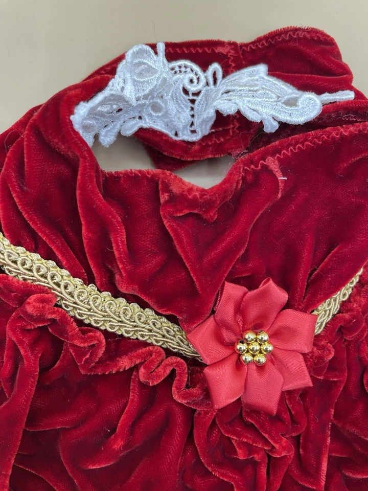 Red Velvet Fancy Dog Christmas Holiday Dress Small - Image 2 of 4