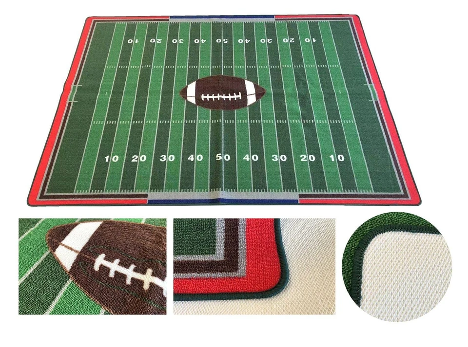 Kids Rug American Football Field Rug 5'x7' (Approx:4'11" X 6' 10") Non-Slip G... - Image 3 of 4