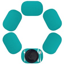 Kraftware Fishnet Oval Placemat for Any Outdoor Table, Teal, Set of 6, Small