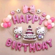 Hello Kitty Birthday Party Decorations Balloon Banner Cake Toppers Set