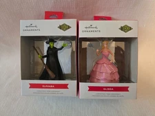 Hallmark Wicked Glinda & Elphaba Red Box Ornaments - New
