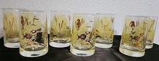 7 Bartlett Collins Juice Glasses Mid-Century Marine Life 22 Karat Gold Seahorse