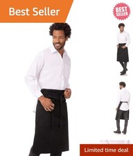 Durable Reversible Bistro Apron - Black, One Size Fits All with 3 Pockets