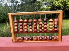 Vintage handmade signed cedar wood abacus
