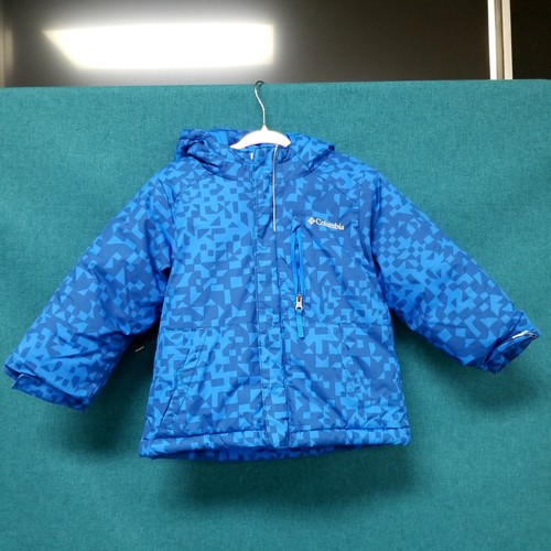Columbia Blue Patterned Hooded Toddler Jacket Coat Sz 2T