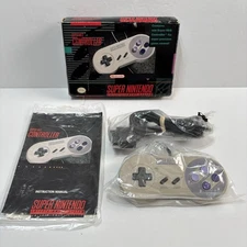 Super Nintendo SNS-005 SNES Original Controller Complete in Box CIB W/ Manual 