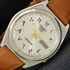 AUTOMATIC VINTAGE SEIKO 5 JAPAN 7009A MENS ARABIC SILVER DIAL WATCH a702654-1