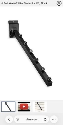 ULINE Black 6-Ball Waterfall Slatwall Accessories - Pack of 24