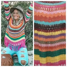 Mahiya Gypsy Crochet Hippie Womens Tasselled Jumper M/L RRP 140