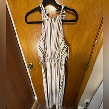 Nine West small maxi sleeveless dress pink and olive green romantic luxurious