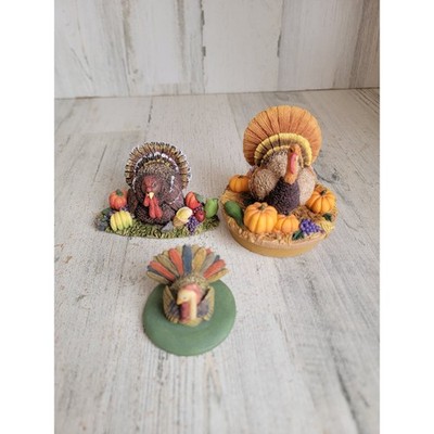 Unique rustic turkey mini cornucopia Thanksgiving fall figure set decor
