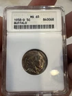 1938 D 5c Buffalo Nickel Coin Ms65 Old Soap box  Slab