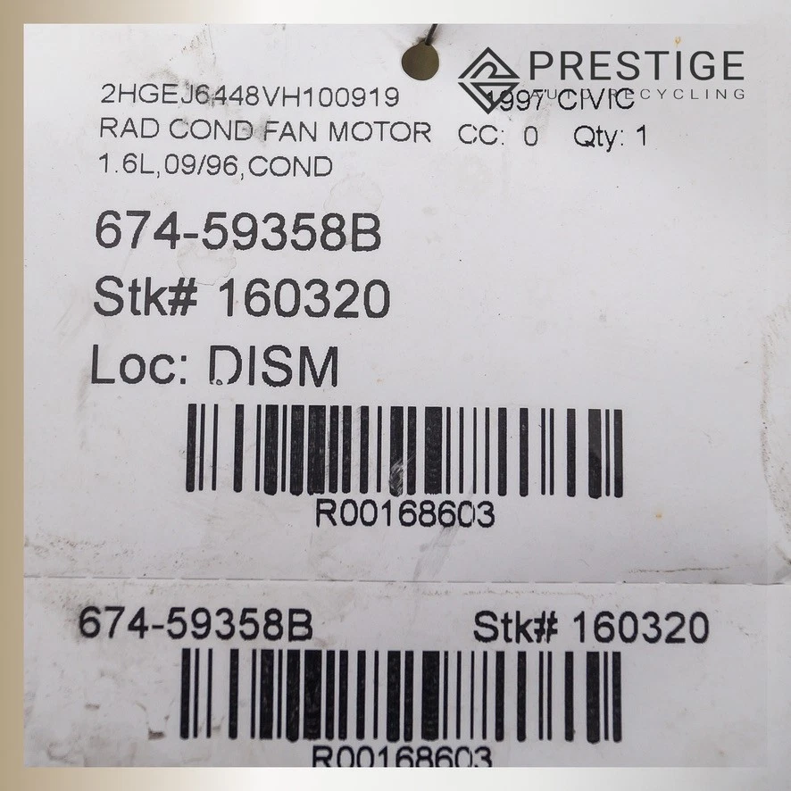 Motor condensador de aire acondicionado Honda Civic 1996-2000 ventilador de refrigeración con cubierta 1,6 L 80161-S04-000 Foto 3 de 3