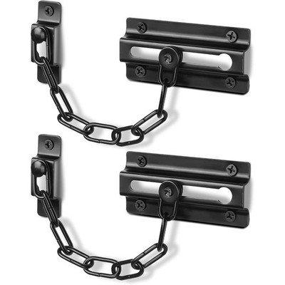 2 Pack Door Chain Lock Black, Security Door Chain for Inside Door, Premium