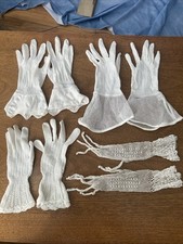 4 Pairs Damaged Vintage Women’s Gloves Mesh Crochet Knit Very Small Size 5.5