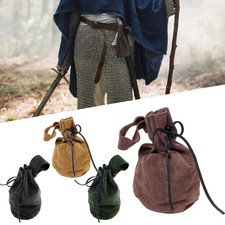 Medieval Suede Pouch Coin Waist Bag Belt Leather Drawstring Wallet Part Cosplay.